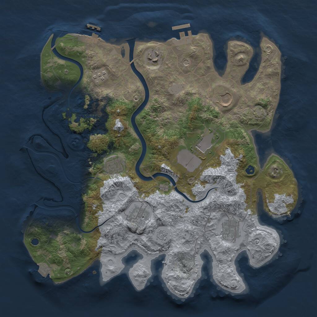 Rust Map: Procedural Map, Size: 3500, Seed: 1509452564, 13 Monuments