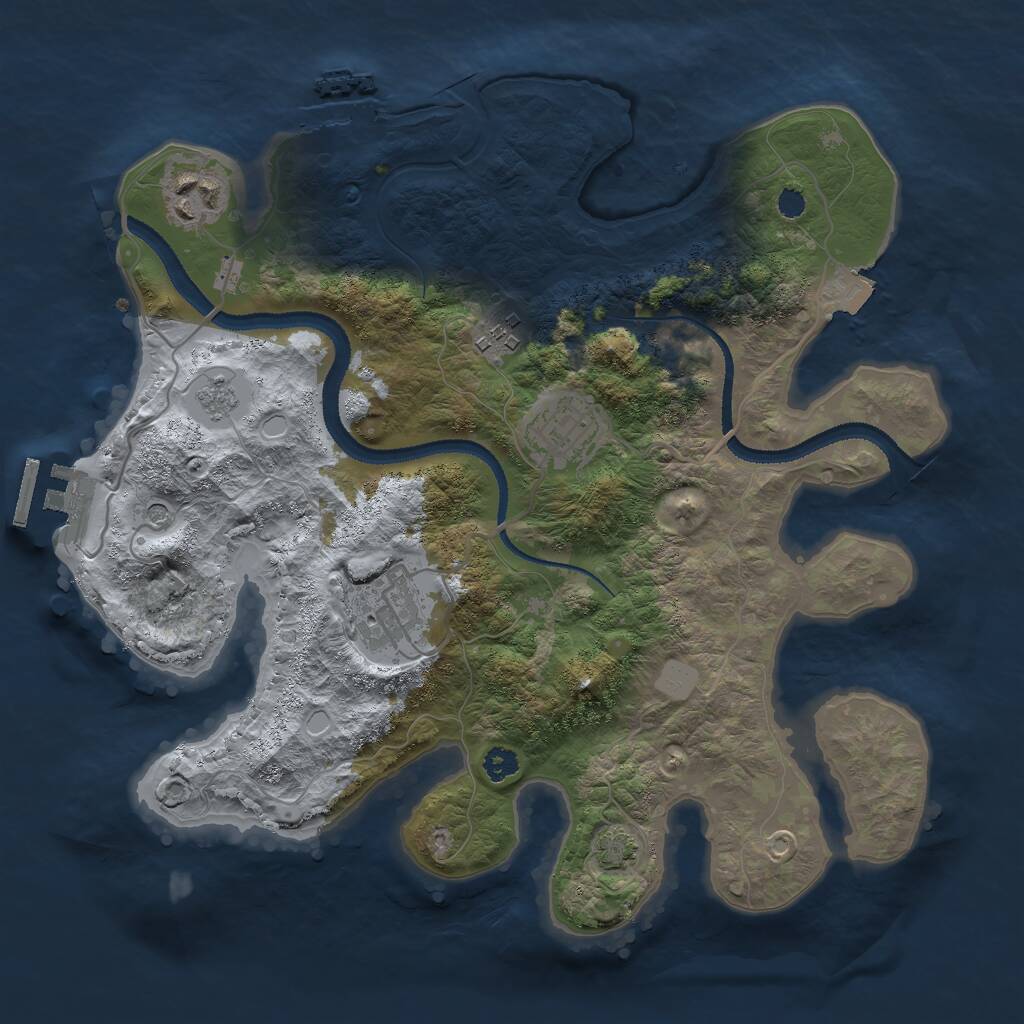 Rust Map: Procedural Map, Size: 3000, Seed: 6592840, 10 Monuments