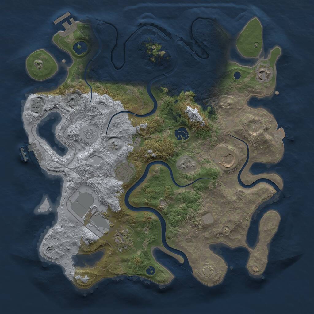 Rust Map: Procedural Map, Size: 3500, Seed: 878244678, 13 Monuments