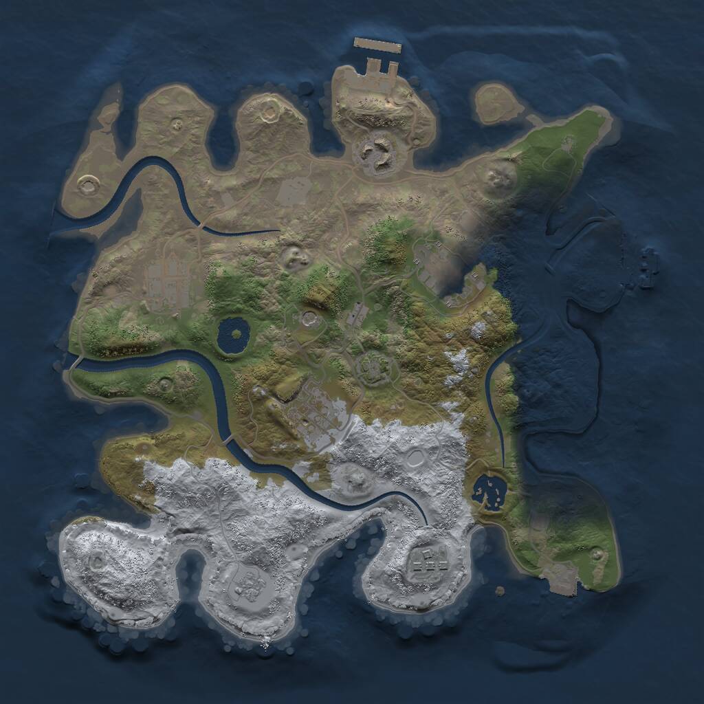 Rust Map: Procedural Map, Size: 3000, Seed: 59023489, 12 Monuments