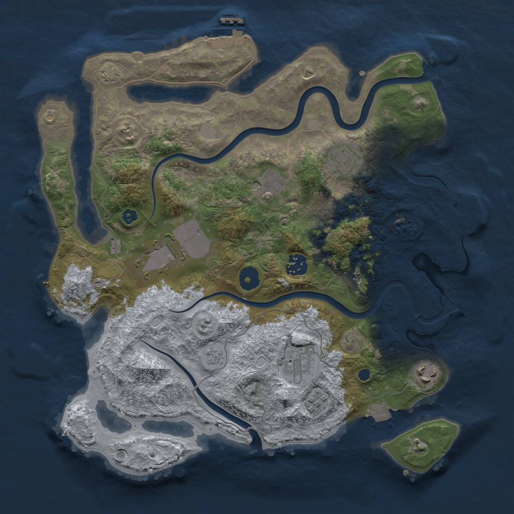 Rust Map: Procedural Map, Size: 3500, Seed: 6424334, 13 Monuments