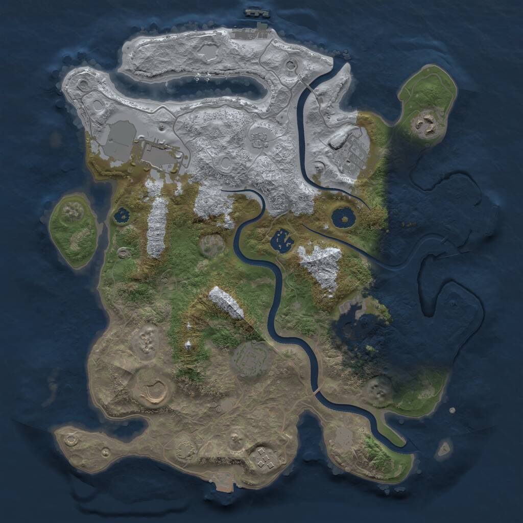 Rust Map: Procedural Map, Size: 3500, Seed: 80649237, 14 Monuments