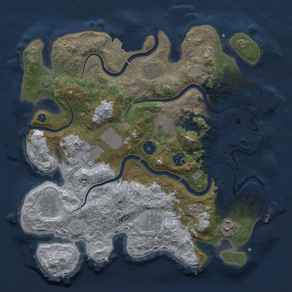 Rust Map: Procedural Map, Size: 3500, Seed: 359619131, 14 Monuments