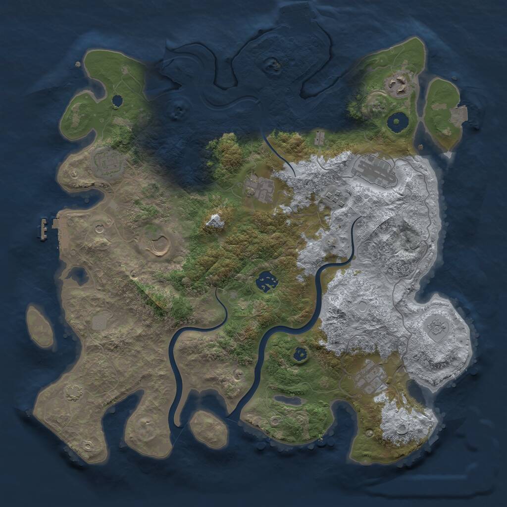 Rust Map: Procedural Map, Size: 3750, Seed: 100555819, 14 Monuments