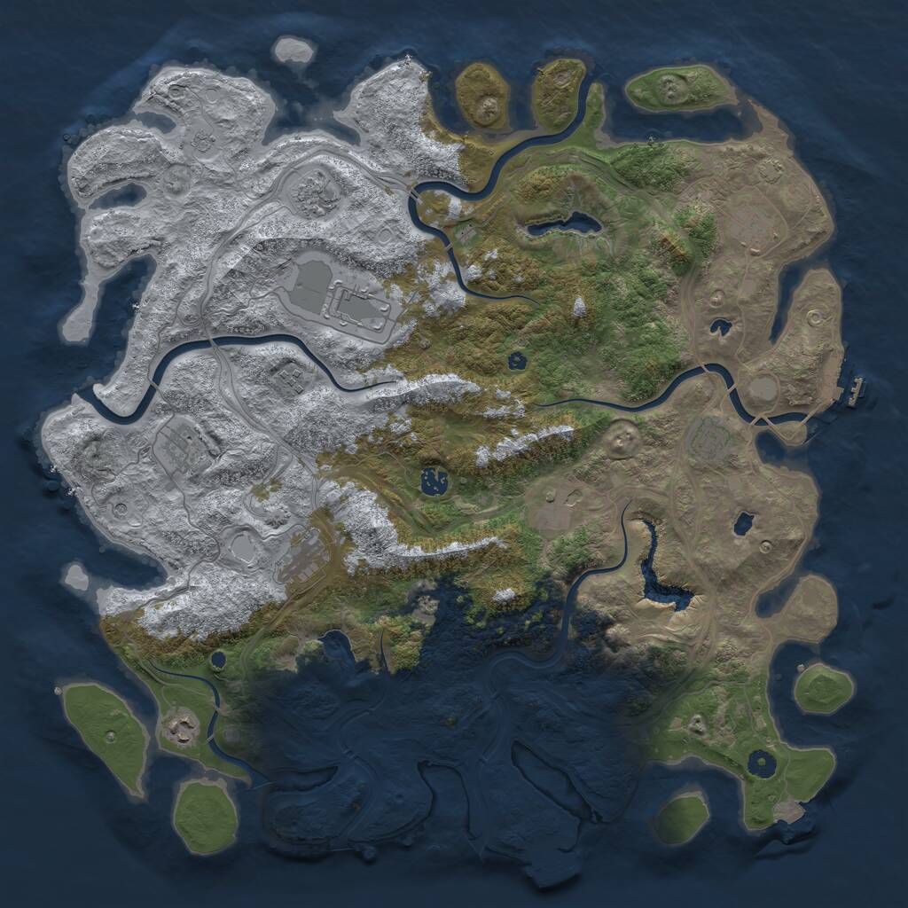 Rust Map: Procedural Map, Size: 4800, Seed: 1043205455, 16 Monuments