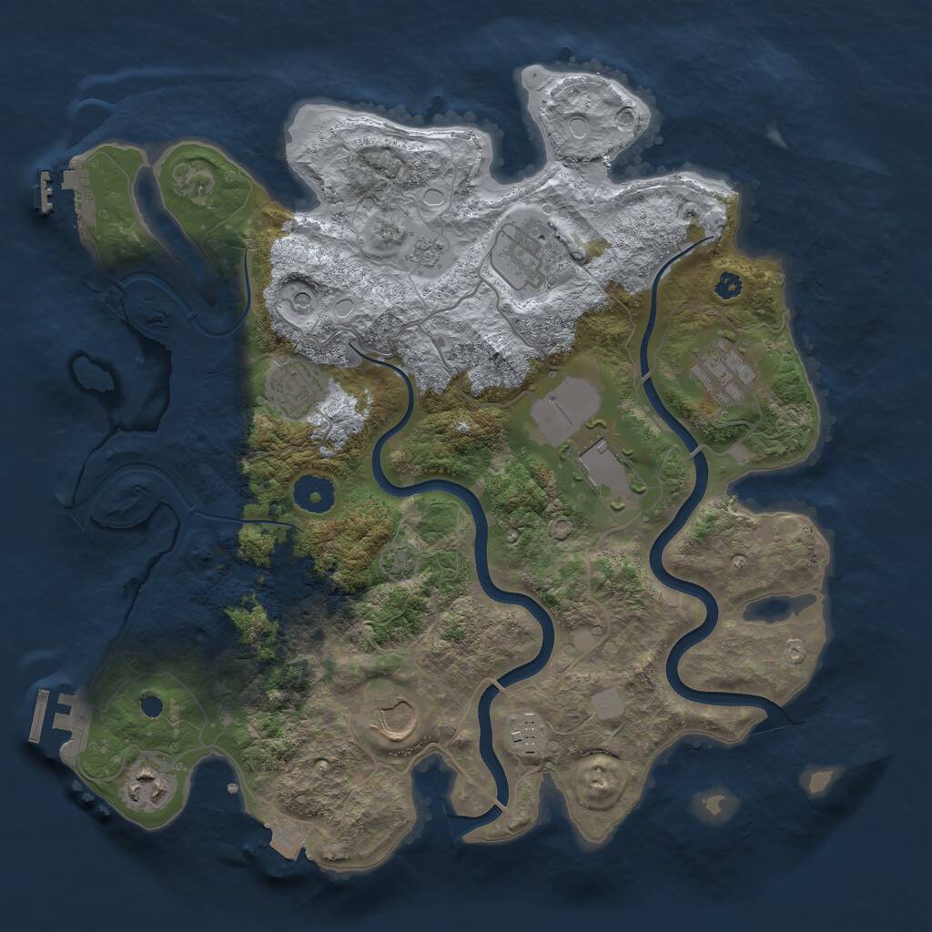Rust Map: Procedural Map, Size: 3500, Seed: 590986132, 13 Monuments