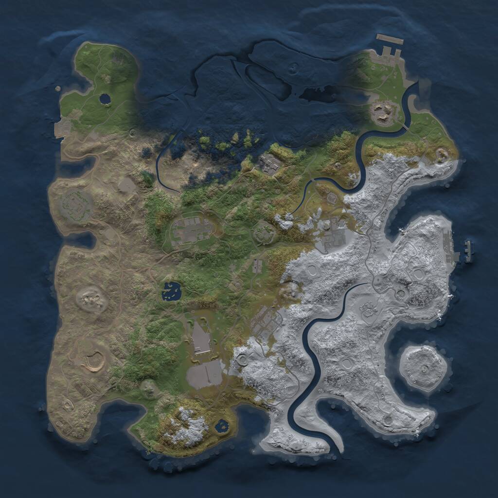 Rust Map: Procedural Map, Size: 3700, Seed: 459435, 15 Monuments