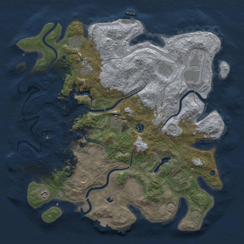 Rust Map: Procedural Map, Size: 4300, Seed: 264258855, 17 Monuments