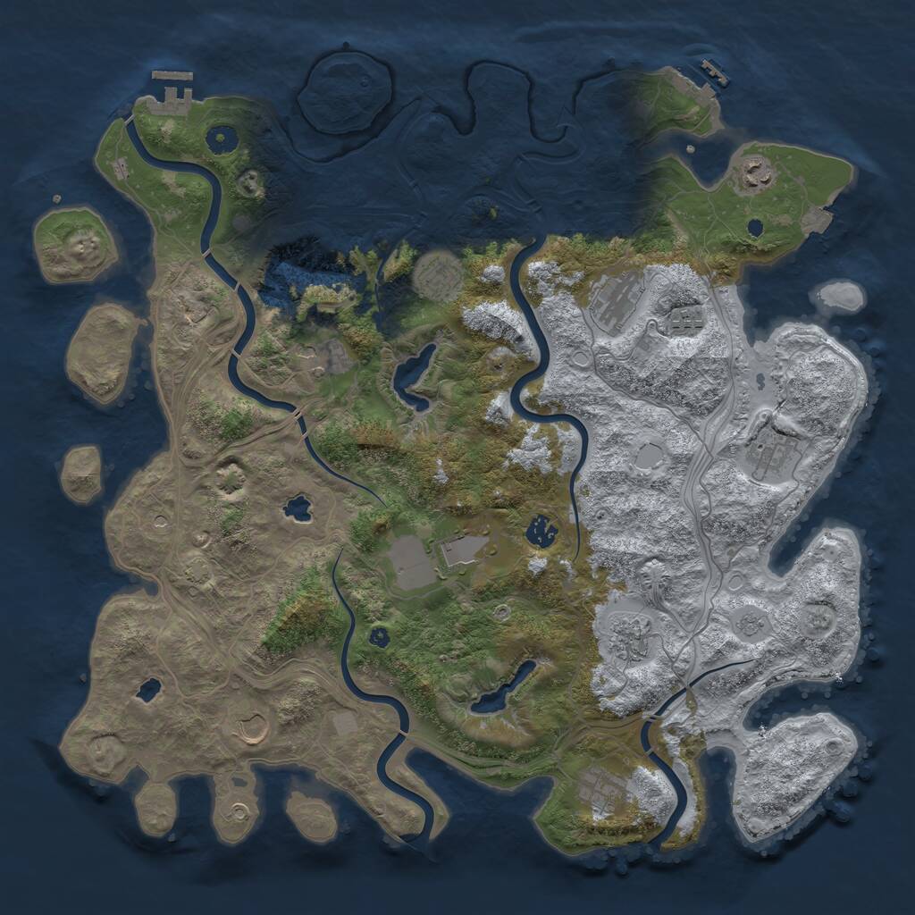 Rust Map: Procedural Map, Size: 4500, Seed: 1385917733, 17 Monuments