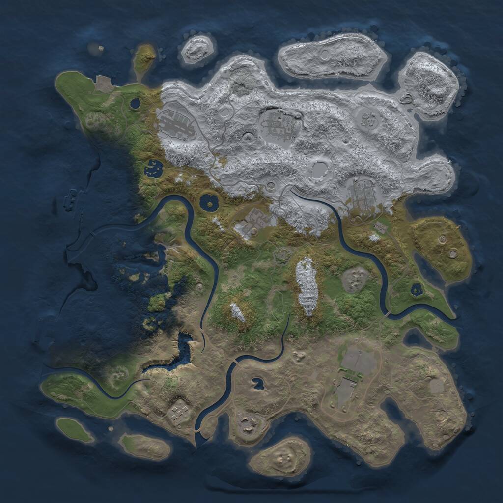 Rust Map: Procedural Map, Size: 4000, Seed: 2082614425, 14 Monuments