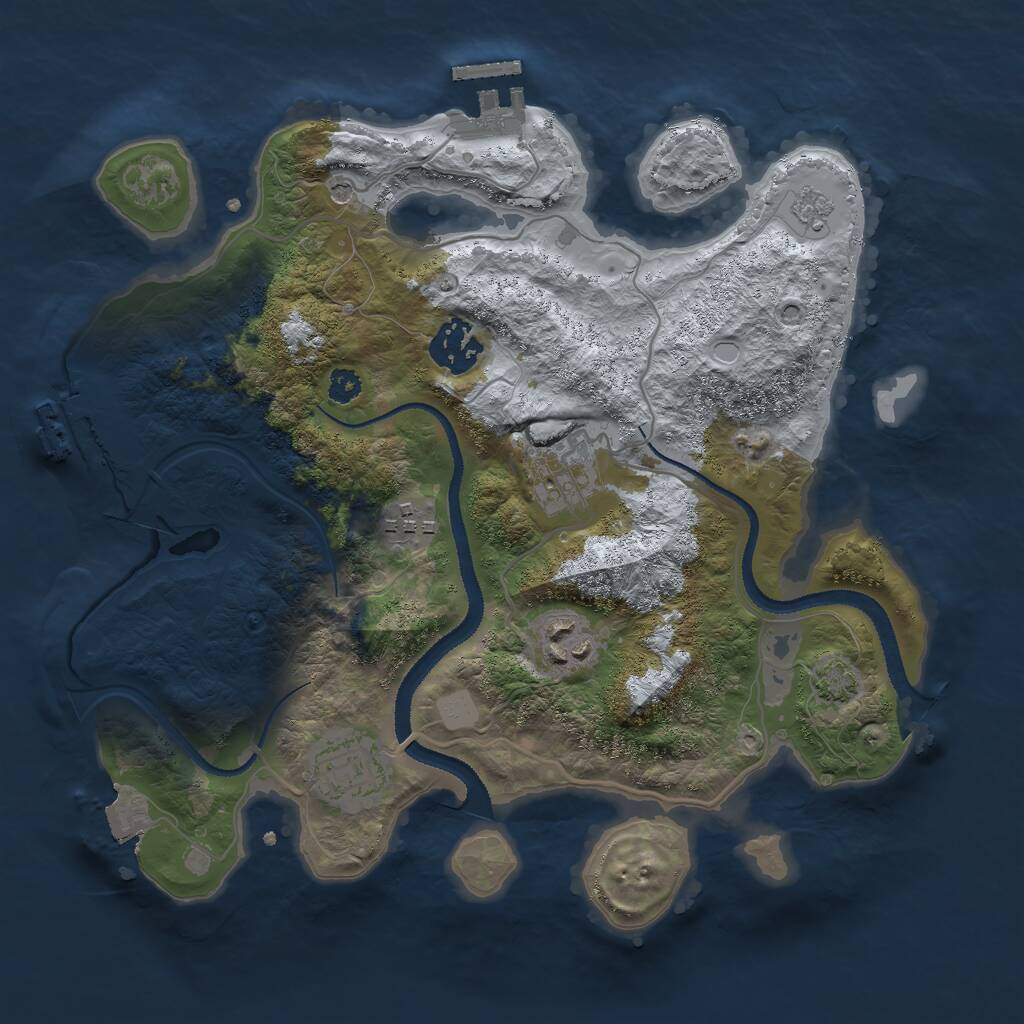 Rust Map: Procedural Map, Size: 3000, Seed: 939736529, 11 Monuments