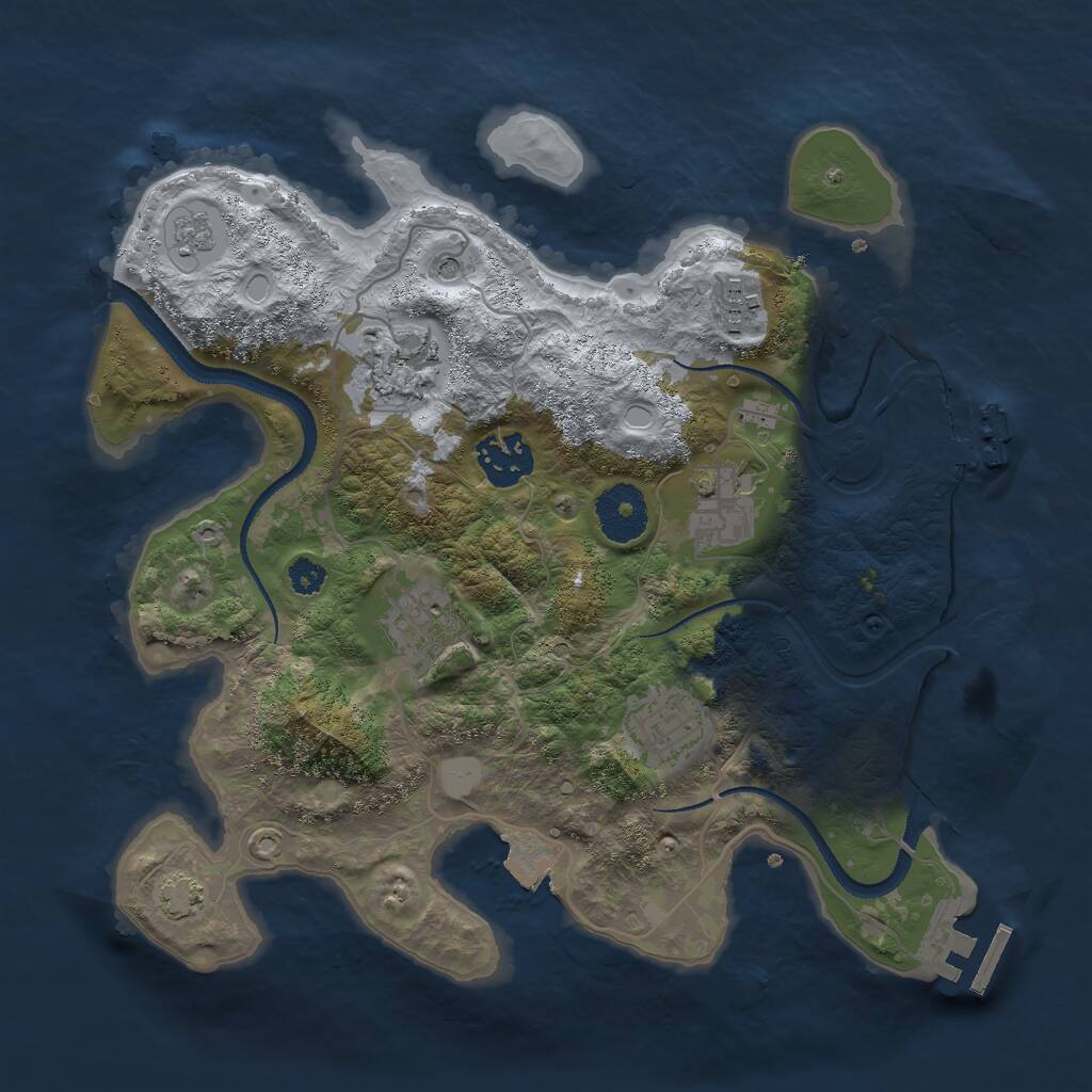Rust Map: Procedural Map, Size: 3000, Seed: 1107107992, 12 Monuments