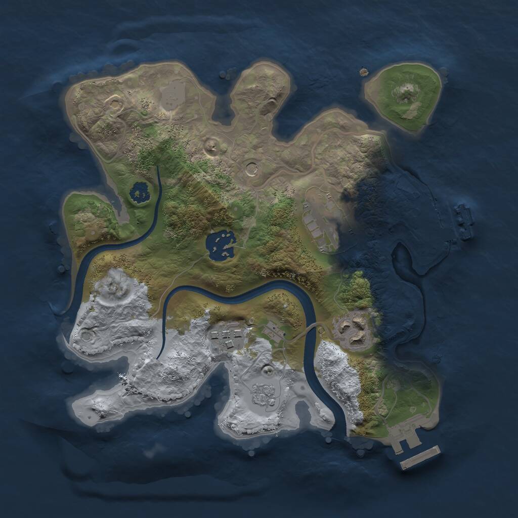 Rust Map: Procedural Map, Size: 2500, Seed: 143453547, 9 Monuments