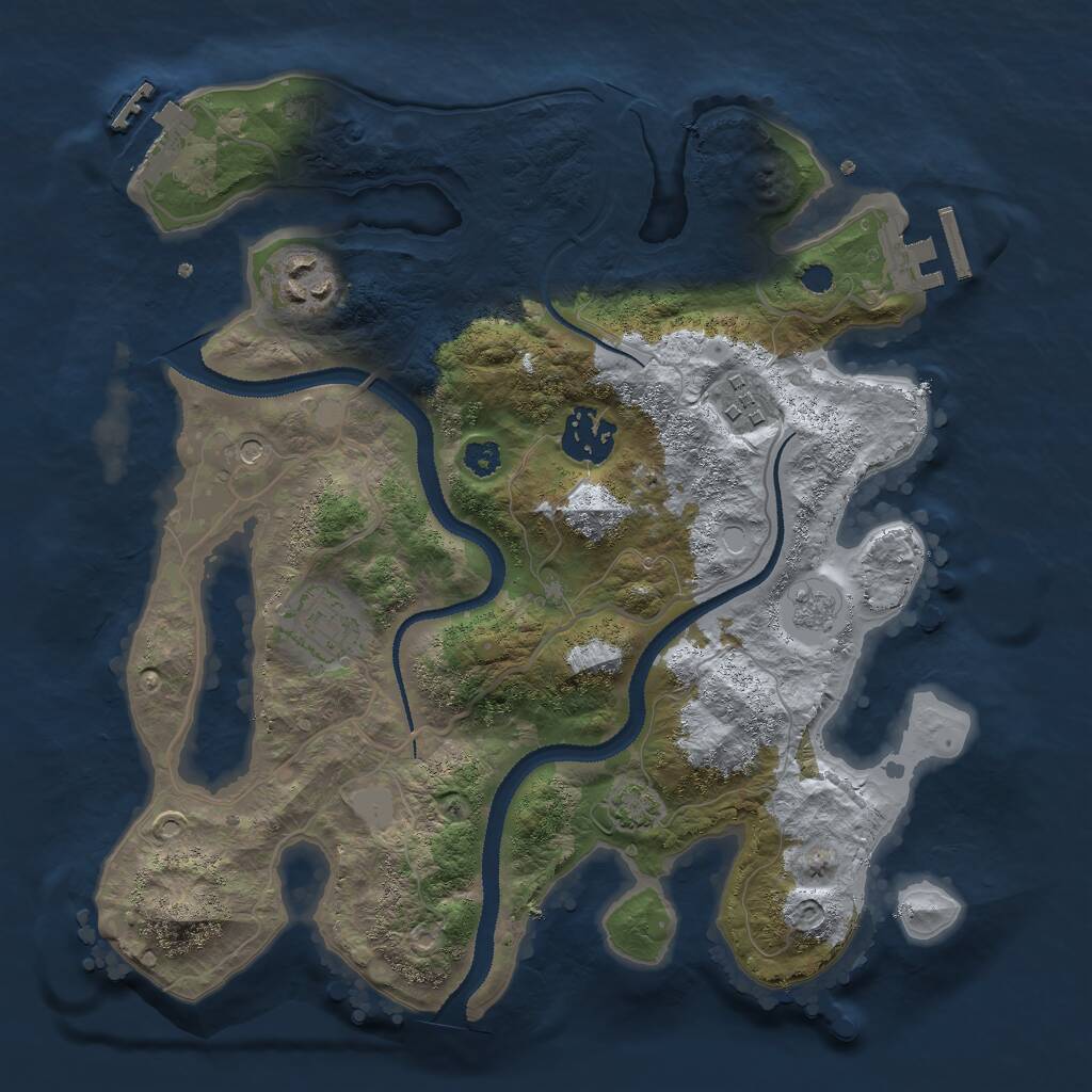 Rust Map: Procedural Map, Size: 3000, Seed: 46756, 10 Monuments
