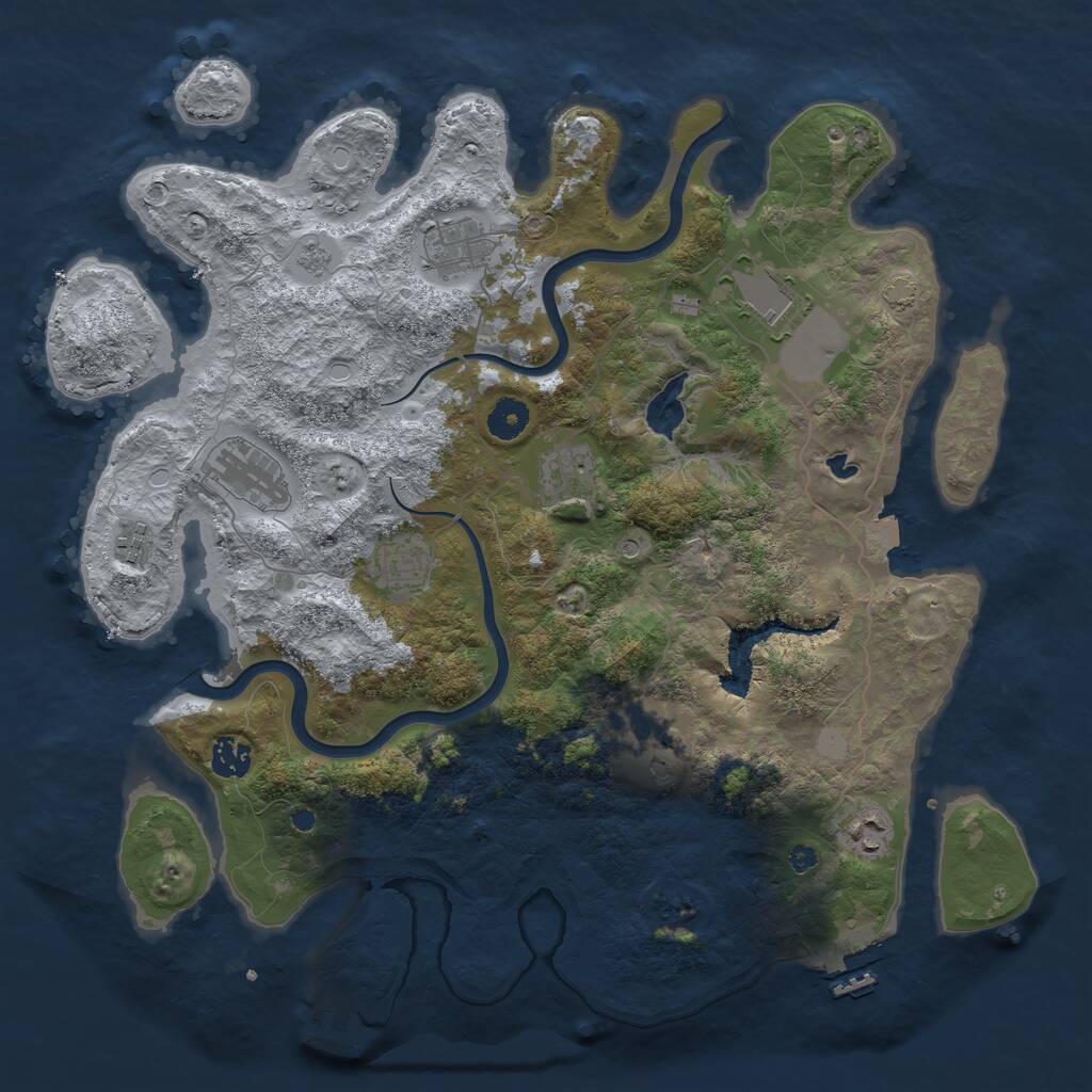 Rust Map: Procedural Map, Size: 4000, Seed: 627, 15 Monuments