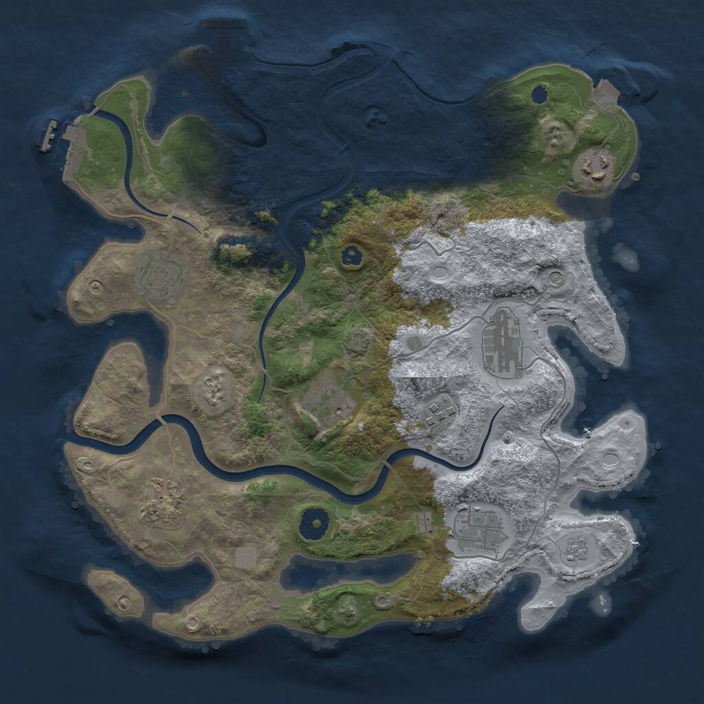 Rust Map: Procedural Map, Size: 3400, Seed: 60051, 13 Monuments