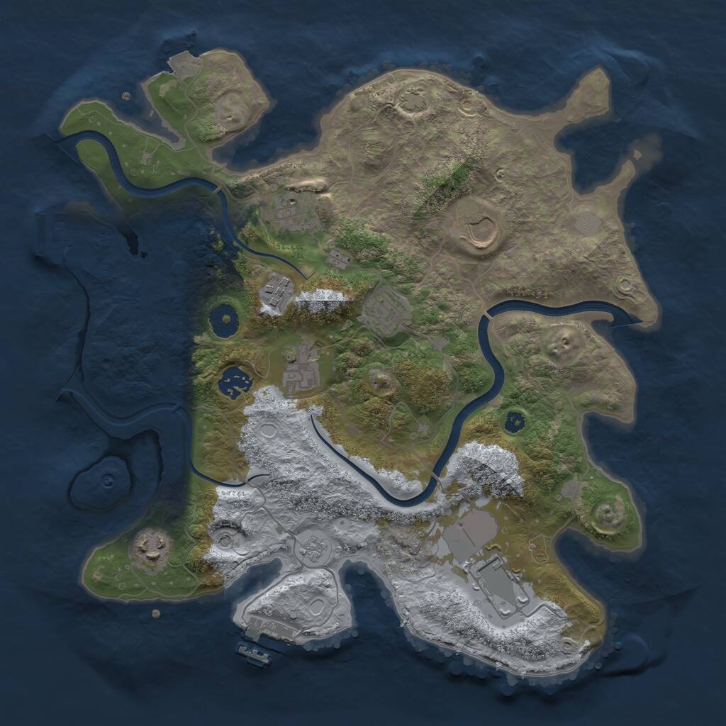 Rust Map: Procedural Map, Size: 3500, Seed: 1266688156, 14 Monuments