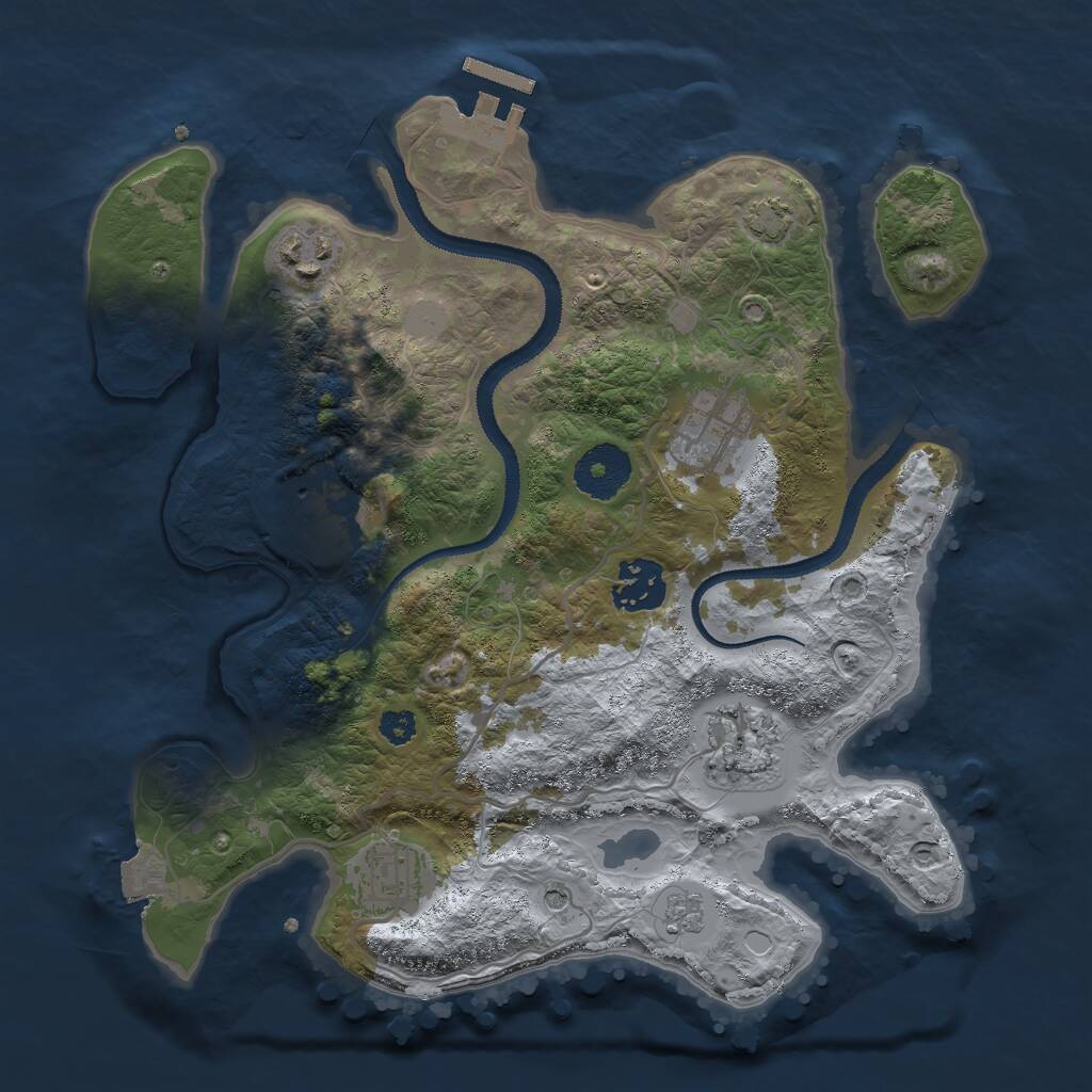 Rust Map: Procedural Map, Size: 3000, Seed: 24491, 11 Monuments