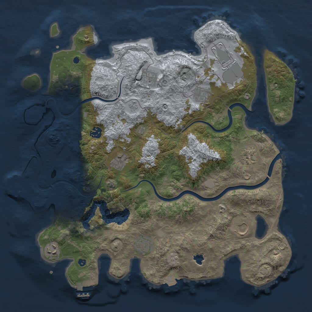 Rust Map: Procedural Map, Size: 4000, Seed: 61769341, 16 Monuments