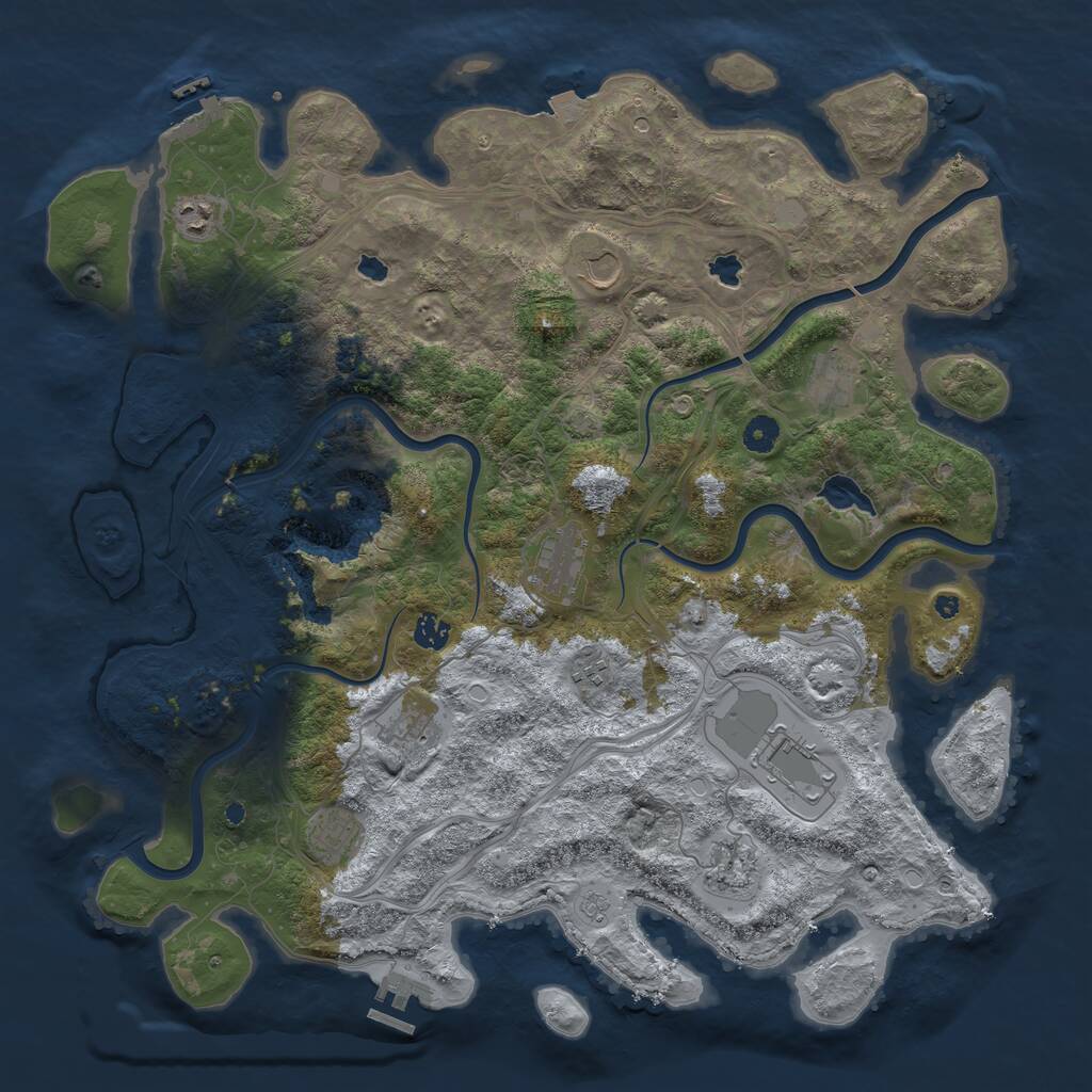 Rust Map: Procedural Map, Size: 4500, Seed: 1202, 16 Monuments
