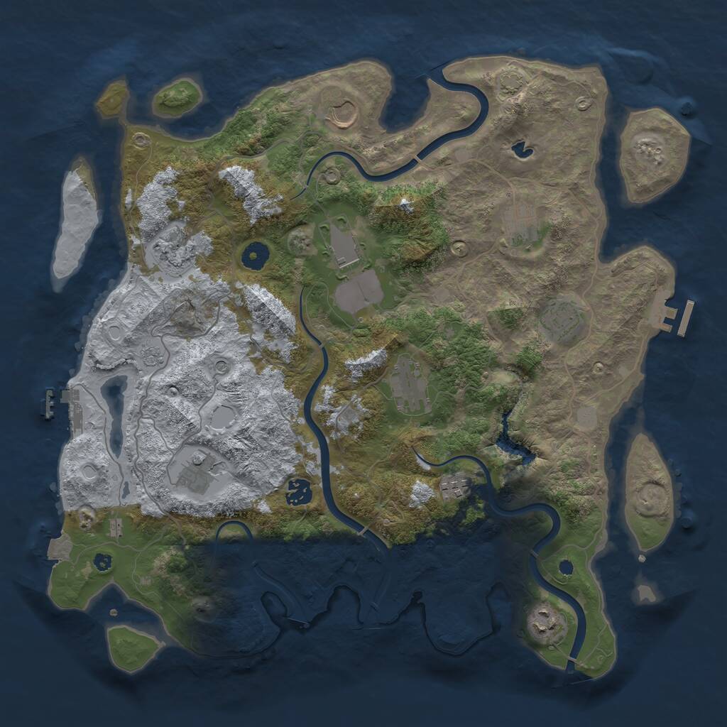 Rust Map: Procedural Map, Size: 4000, Seed: 122102814, 16 Monuments