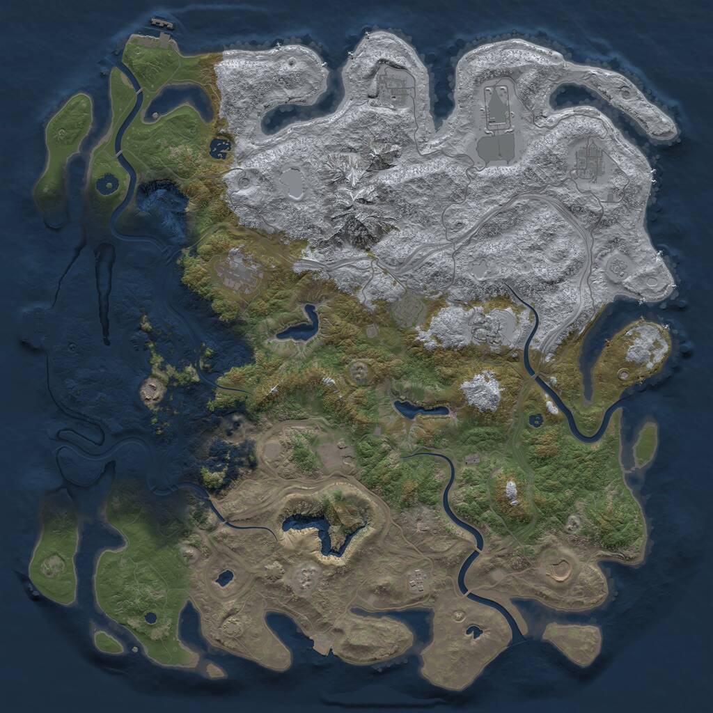 Rust Map: Procedural Map, Size: 5000, Seed: 1703372422, 17 Monuments