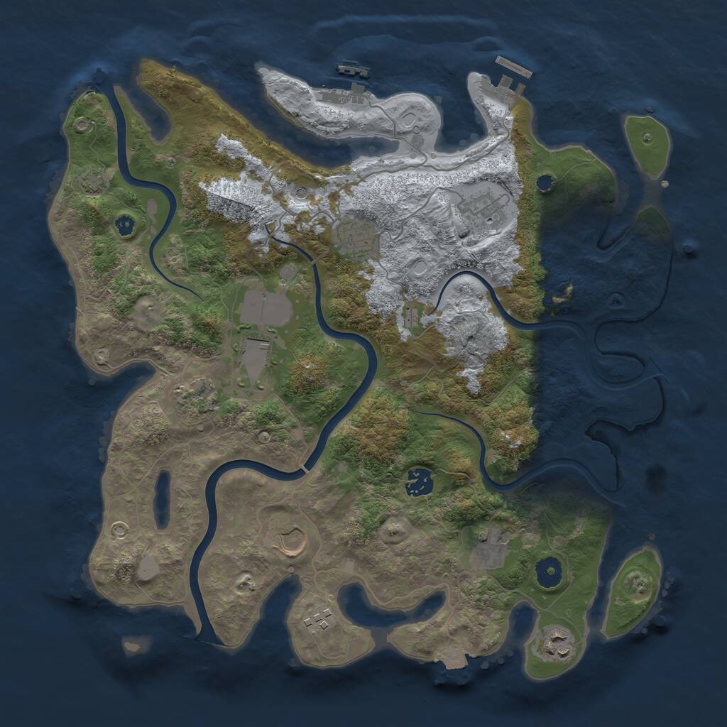 Rust Map: Procedural Map, Size: 3800, Seed: 1145214286, 14 Monuments