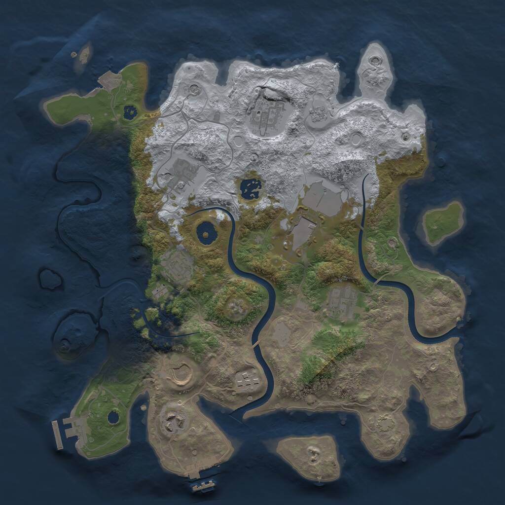 Rust Map: Procedural Map, Size: 3500, Seed: 21843226, 15 Monuments