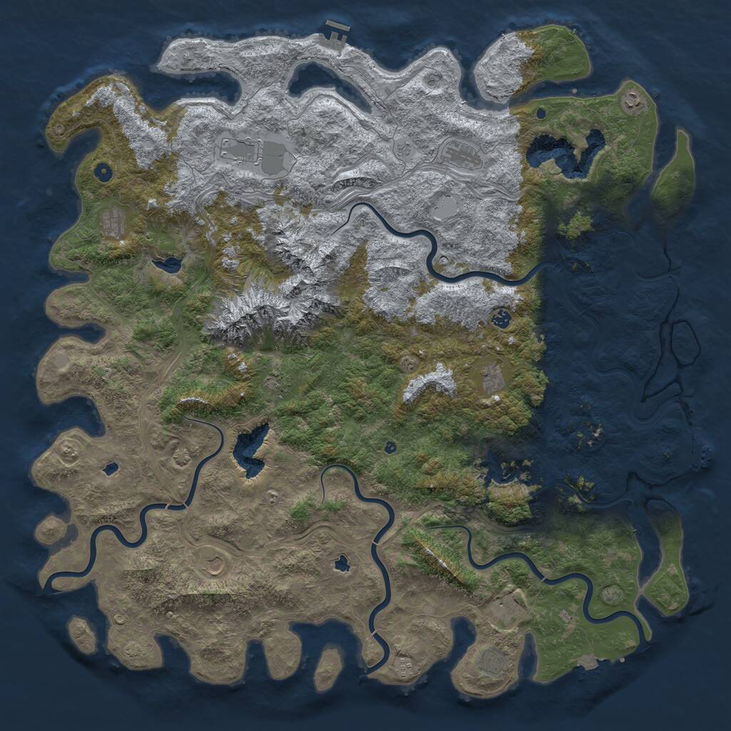 Rust Map: Procedural Map, Size: 6000, Seed: 21673, 17 Monuments