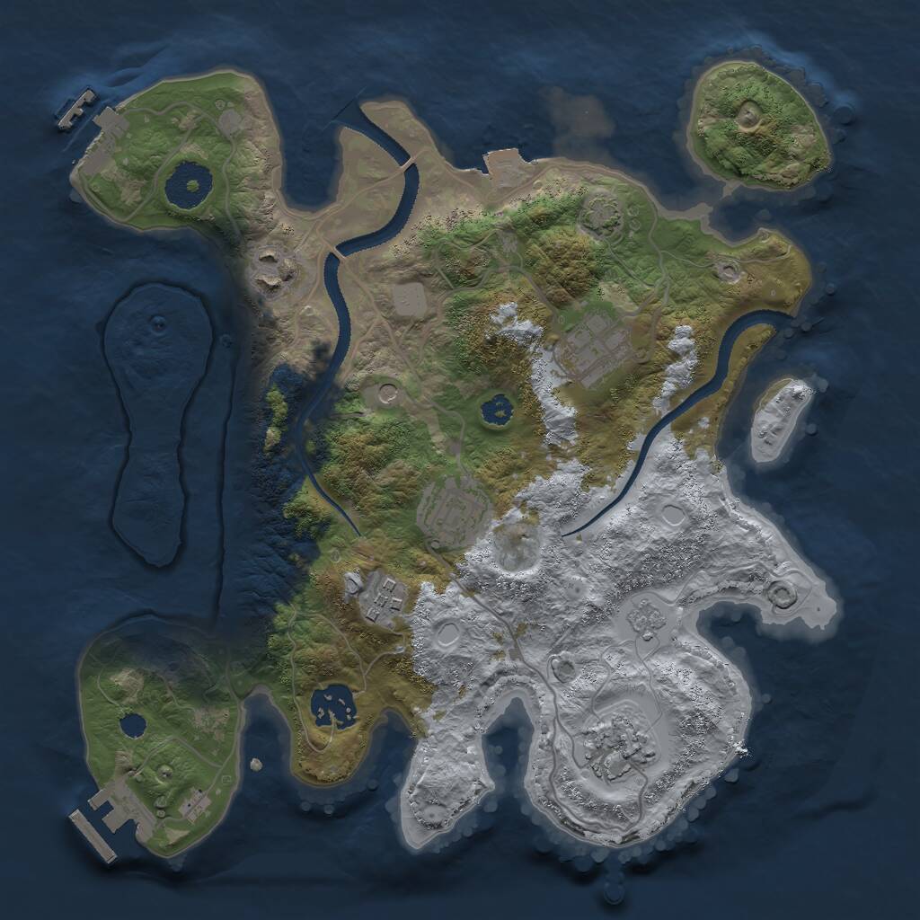 Rust Map: Procedural Map, Size: 3000, Seed: 861692449, 12 Monuments