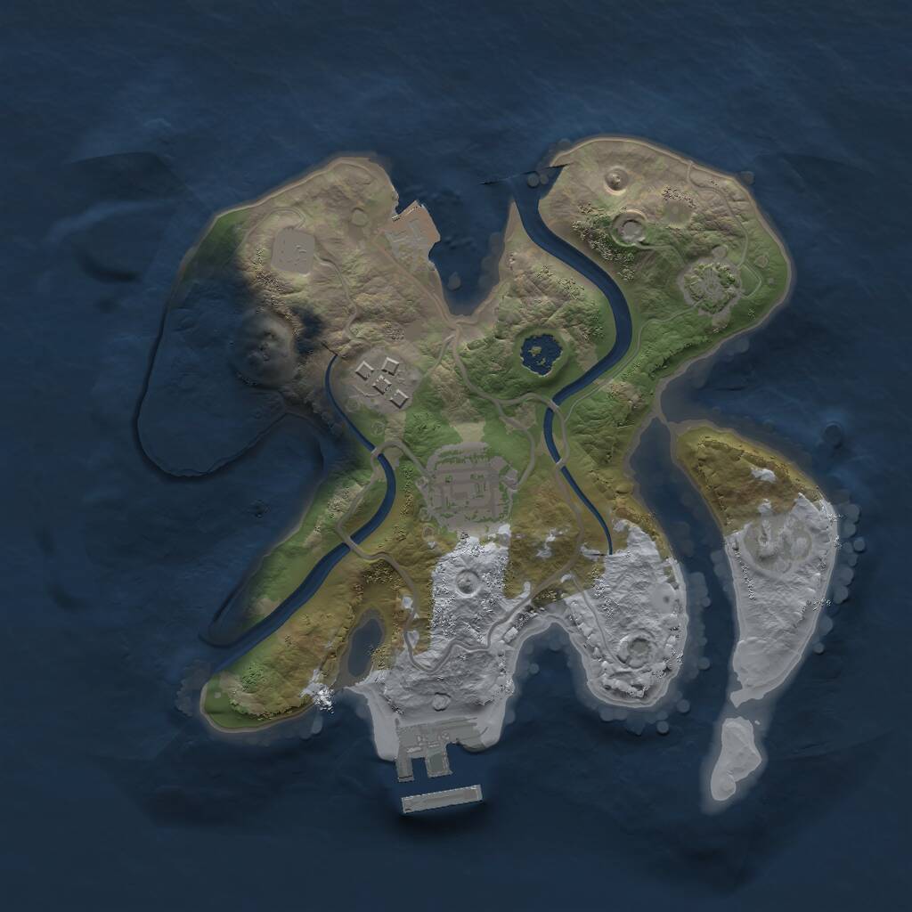 Rust Map: Procedural Map, Size: 2300, Seed: 62345, 5 Monuments