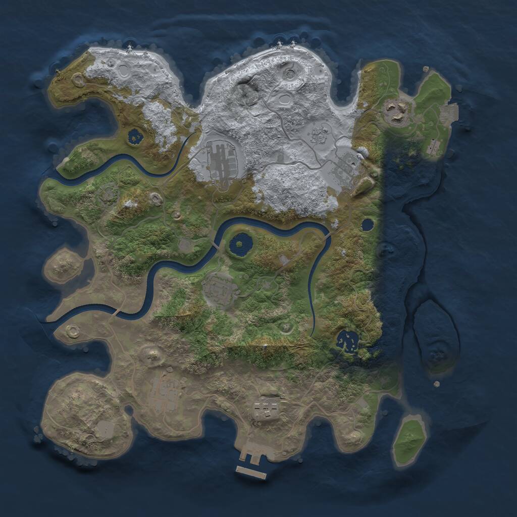 Rust Map: Procedural Map, Size: 3400, Seed: 21673, 12 Monuments