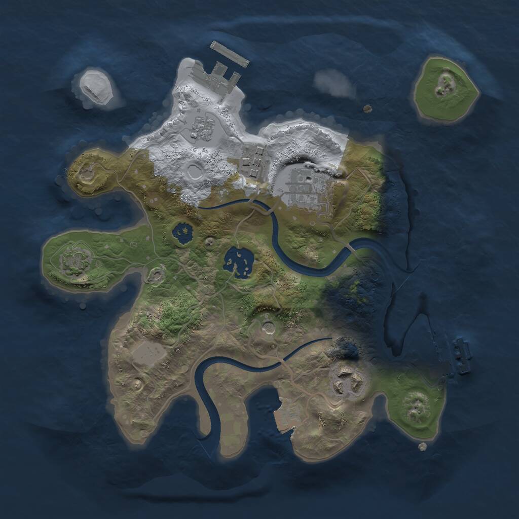 Rust Map: Procedural Map, Size: 2500, Seed: 52333, 10 Monuments