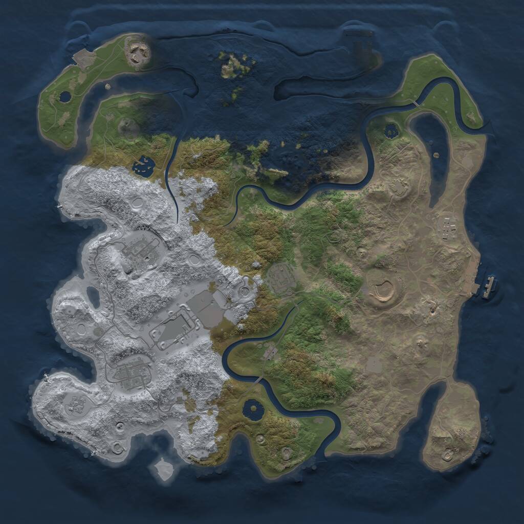Rust Map: Procedural Map, Size: 3700, Seed: 732380892, 14 Monuments