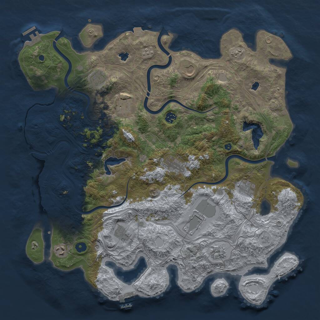 Rust Map: Procedural Map, Size: 4500, Seed: 522111409, 17 Monuments