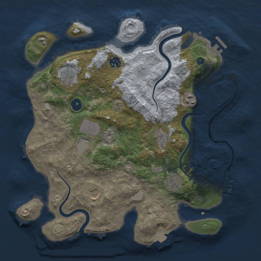 Rust Map: Procedural Map, Size: 3500, Seed: 1992606785, 14 Monuments