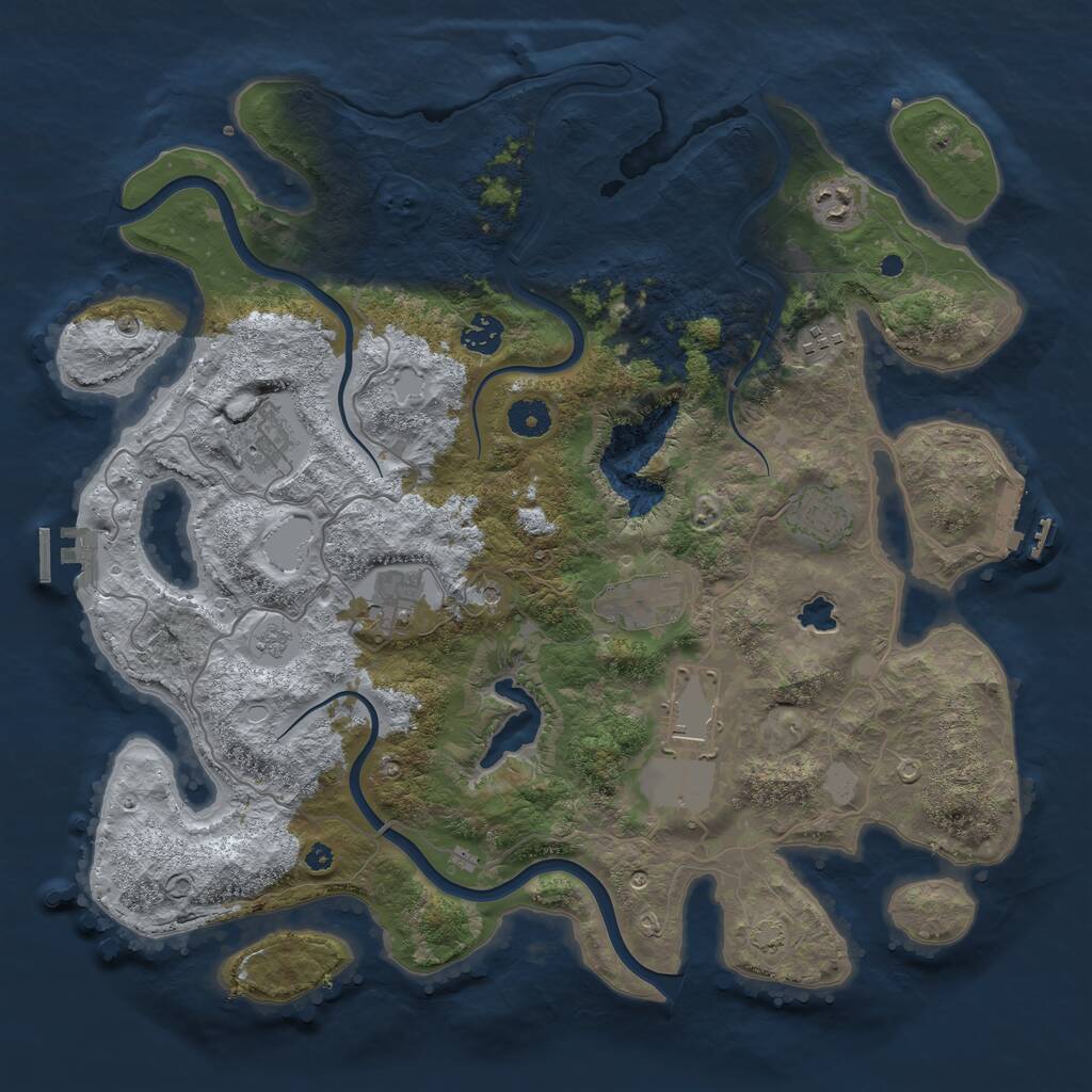 Rust Map: Procedural Map, Size: 4000, Seed: 1155095737, 14 Monuments