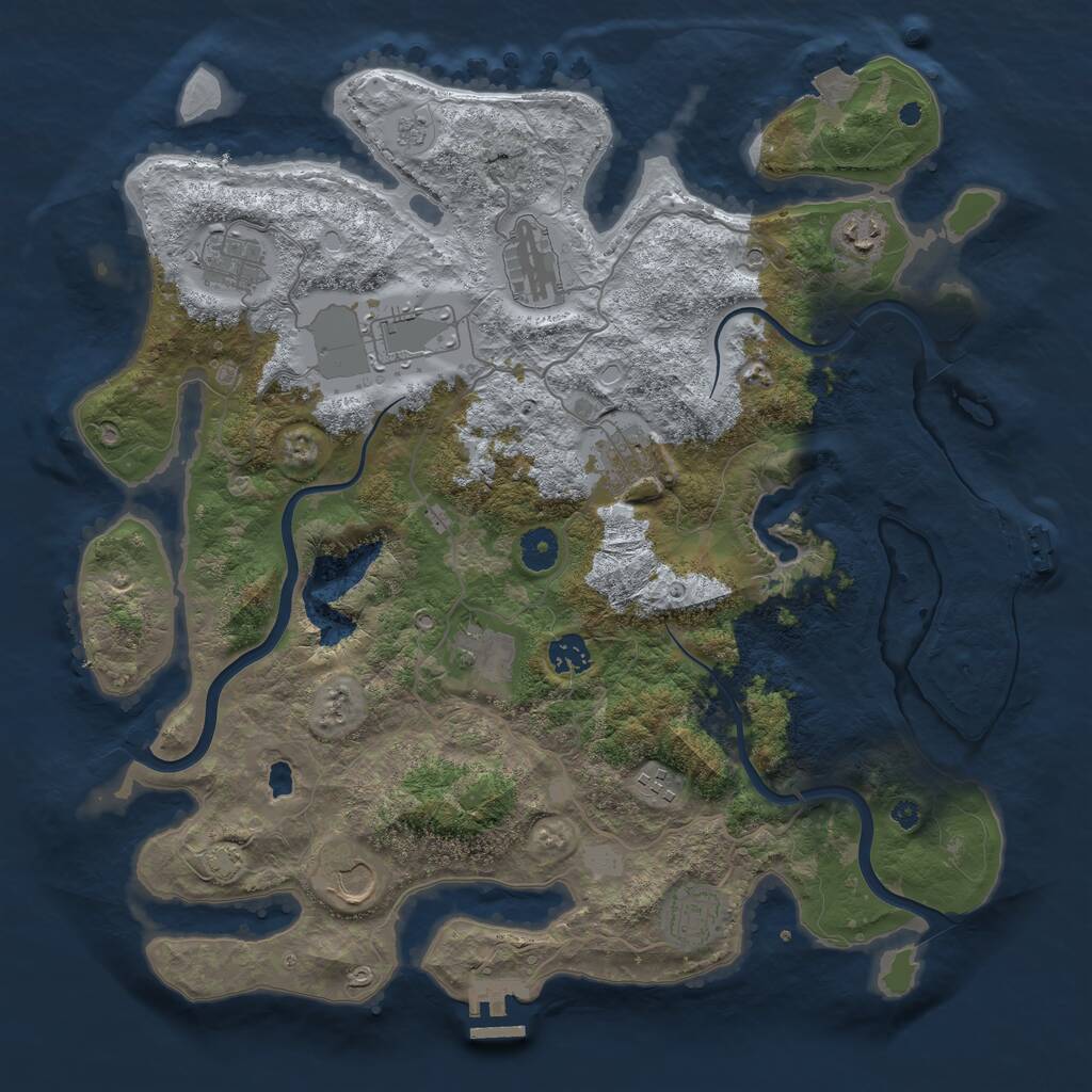 Rust Map: Procedural Map, Size: 4000, Seed: 6847913, 16 Monuments