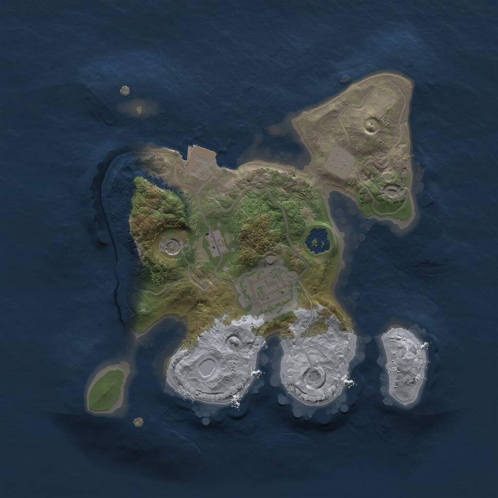Rust Map: Procedural Map, Size: 2000, Seed: 1705457239, 3 Monuments