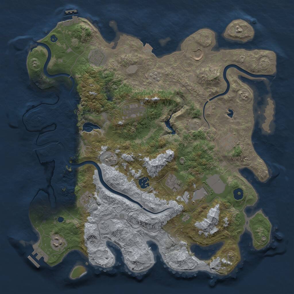 Rust Map: Procedural Map, Size: 4000, Seed: 713597219, 16 Monuments