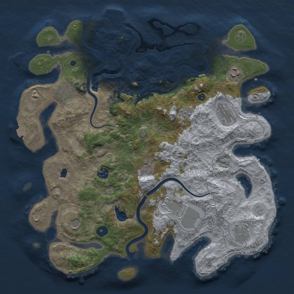 Rust Map: Procedural Map, Size: 4000, Seed: 936841, 14 Monuments