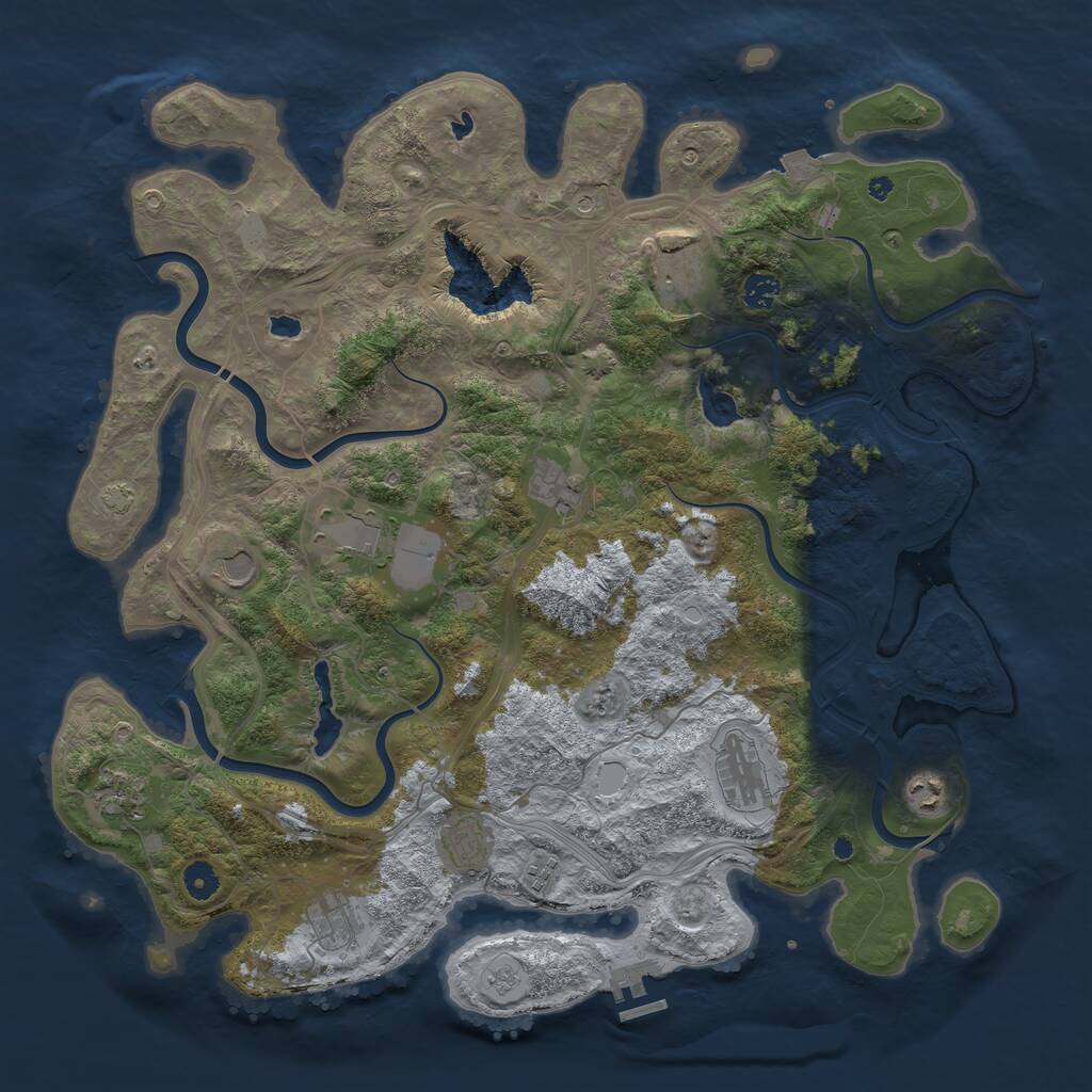 Rust Map: Procedural Map, Size: 4500, Seed: 5000453, 16 Monuments