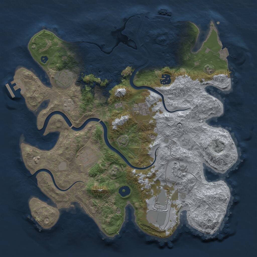 Rust Map: Procedural Map, Size: 3500, Seed: 699338708, 13 Monuments