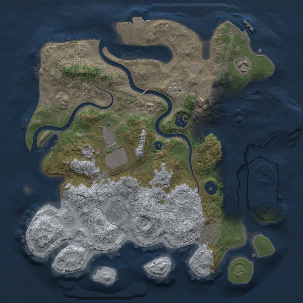 Rust Map: Procedural Map, Size: 3500, Seed: 1142802539, 13 Monuments
