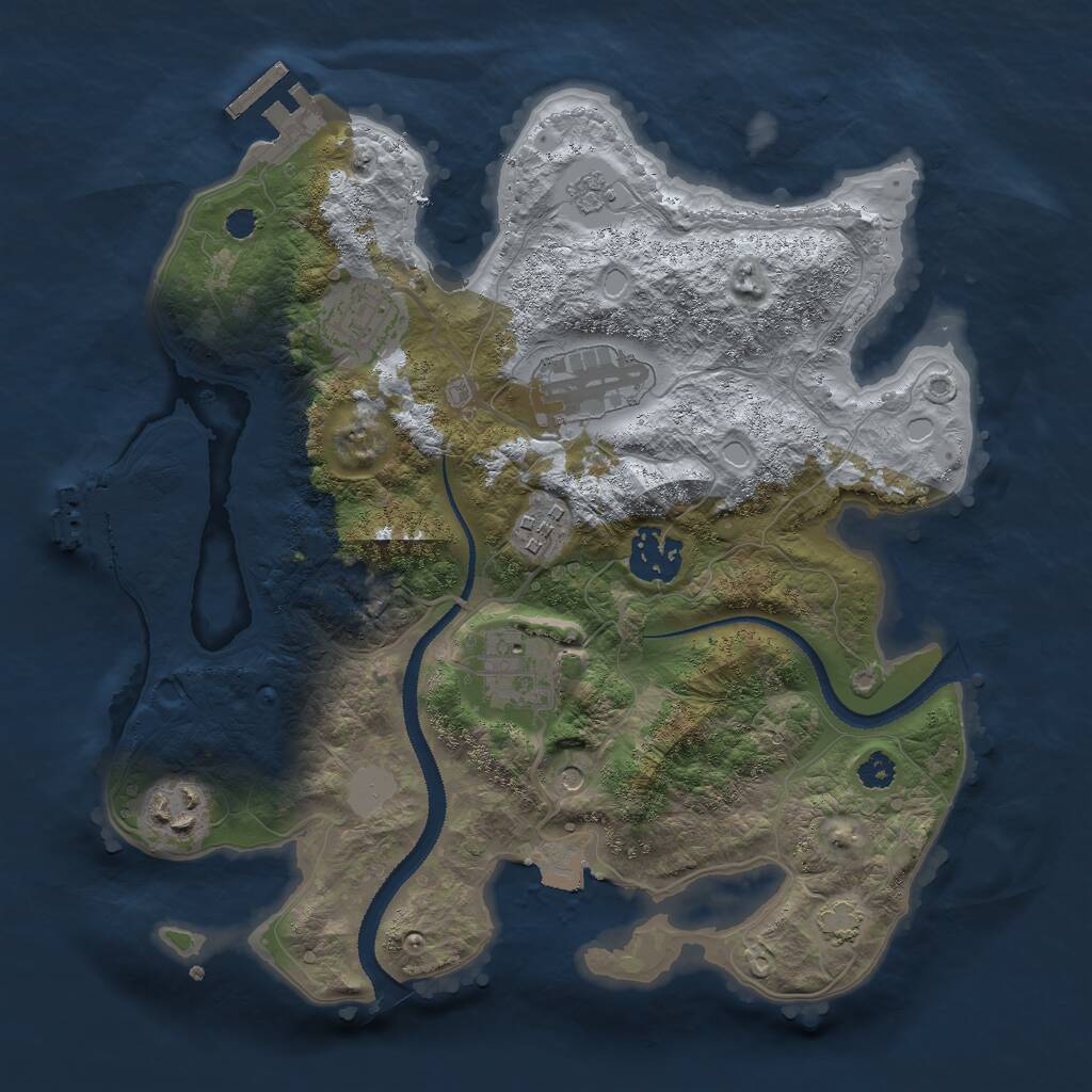 Rust Map: Procedural Map, Size: 3000, Seed: 1912854865, 12 Monuments