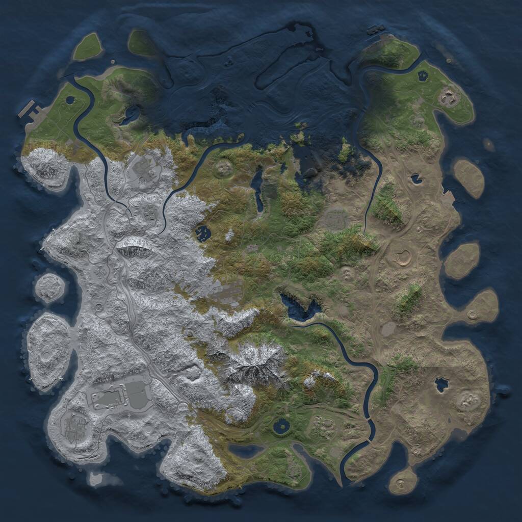 Rust Map: Procedural Map, Size: 5000, Seed: 1465347856, 17 Monuments