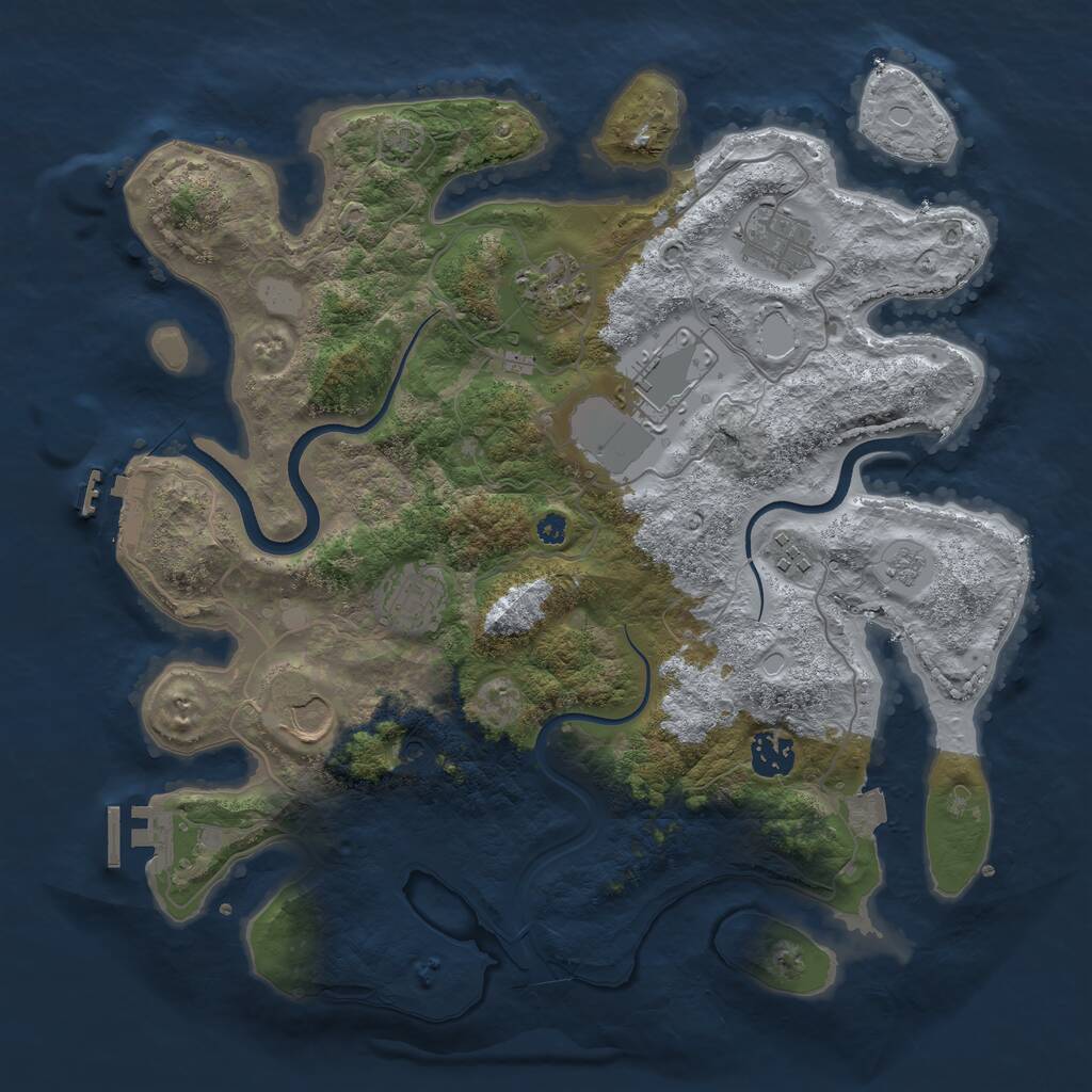 Rust Map: Procedural Map, Size: 3600, Seed: 873806, 13 Monuments