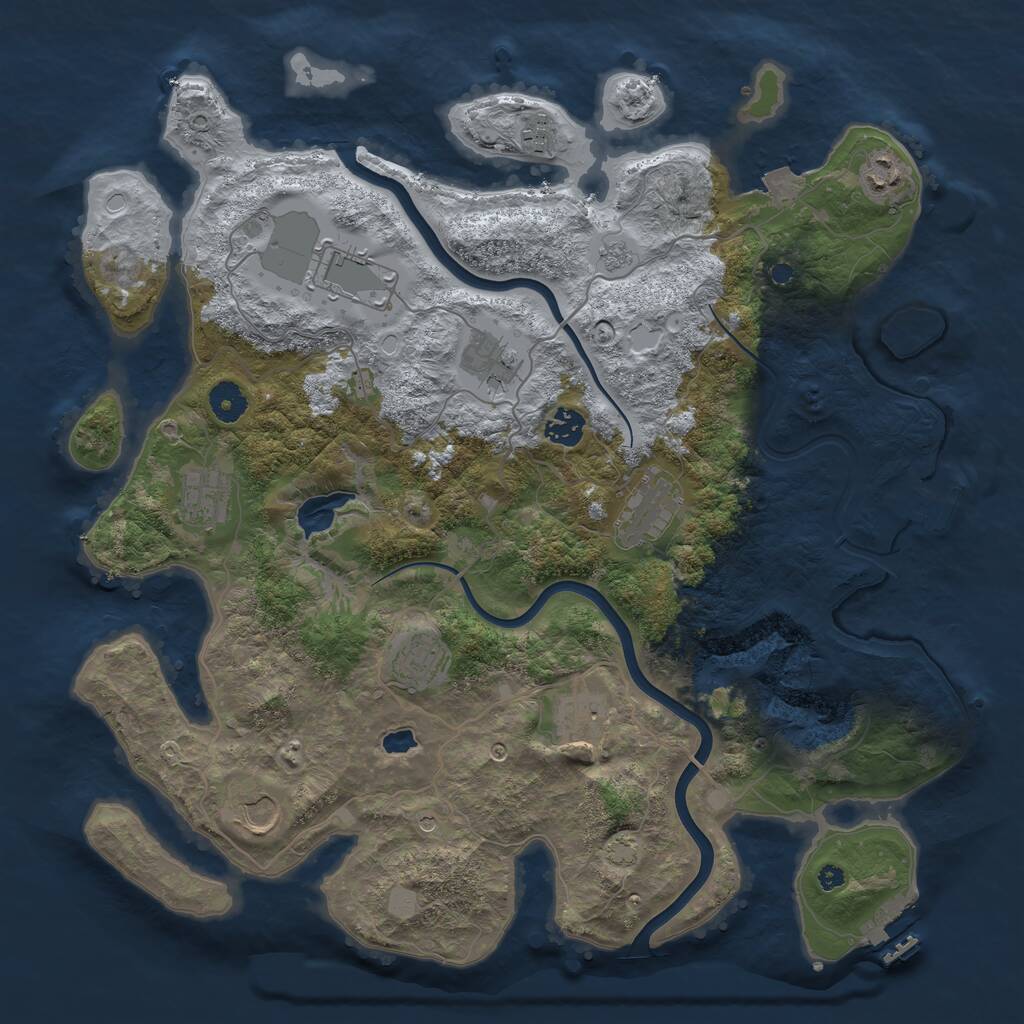 Rust Map: Procedural Map, Size: 4000, Seed: 258617, 16 Monuments
