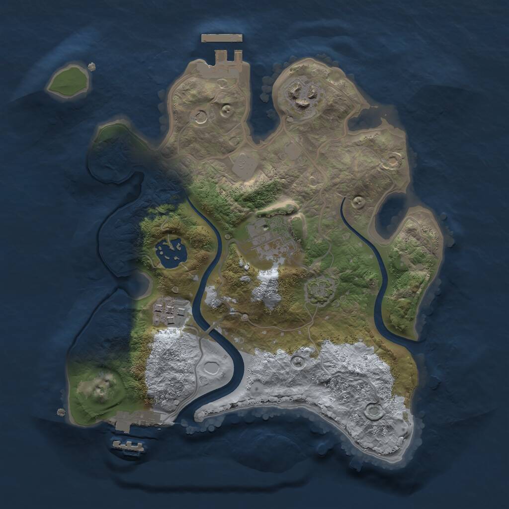 Rust Map: Procedural Map, Size: 2500, Seed: 320120, 9 Monuments