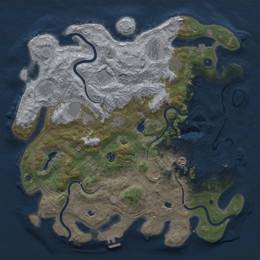 Rust Map: Procedural Map, Size: 4500, Seed: 1177005034, 17 Monuments